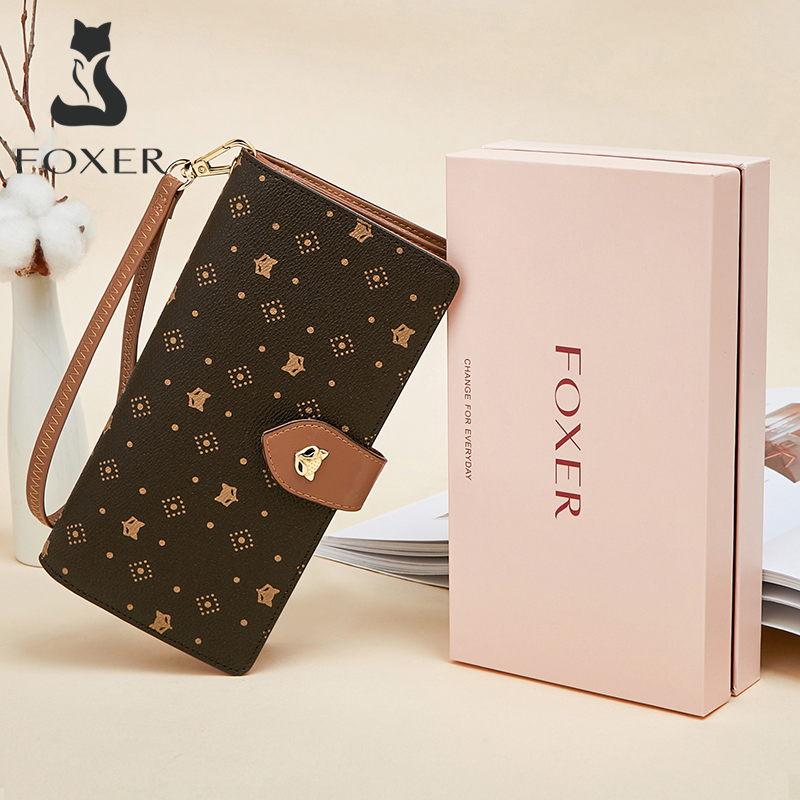 Monogram Keychain Leather - FOXER Cartera larga para mujer, tarjetero
