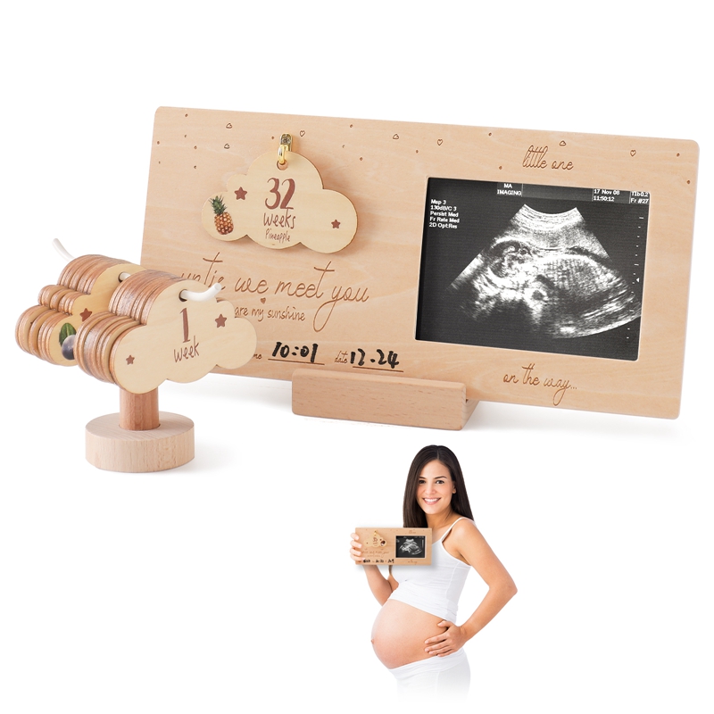 Engraved Wood Frame - Sonogram-marco de fotos de ultrasonido para