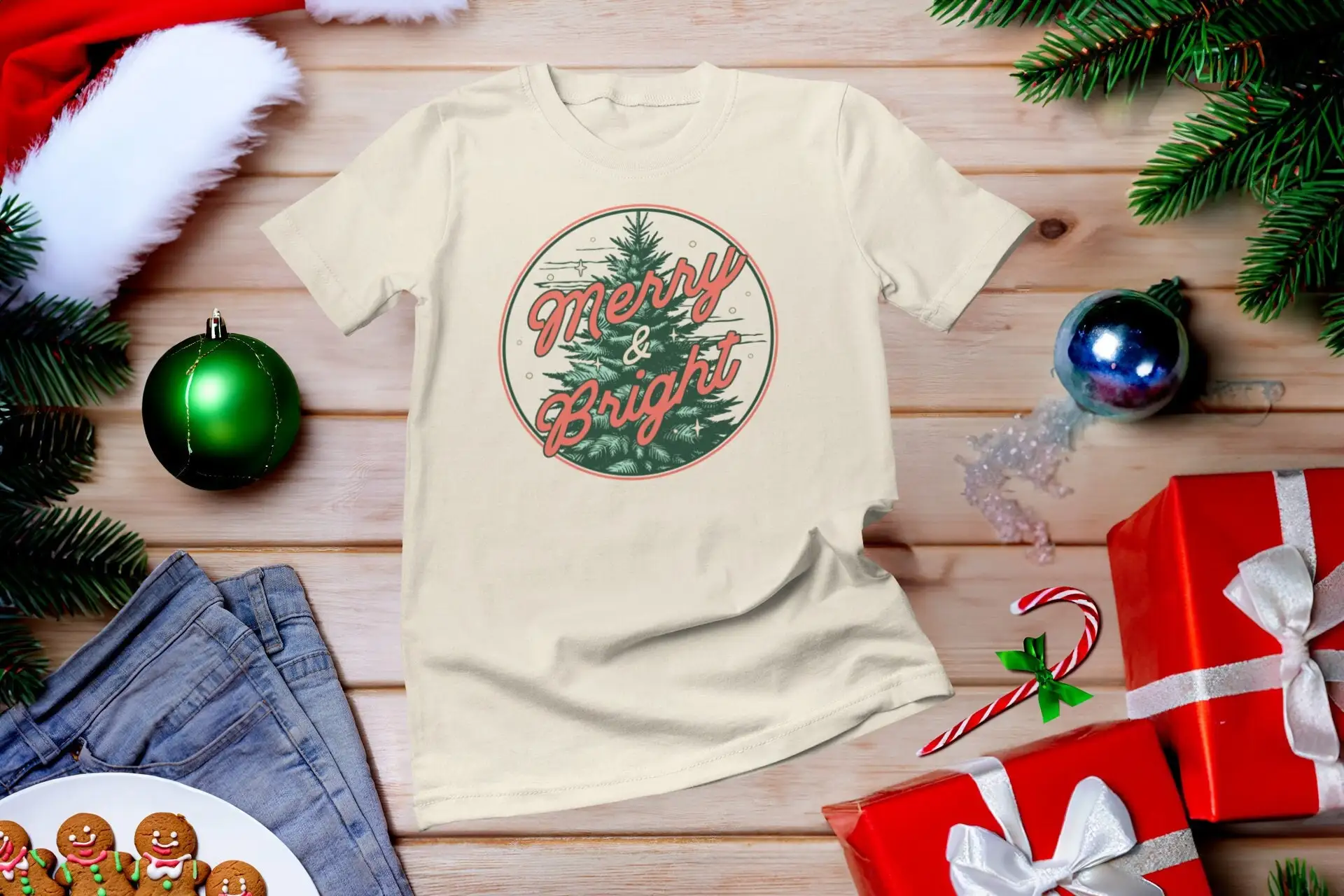 Family Tree Print - Camiseta Merry and Bright con diseño