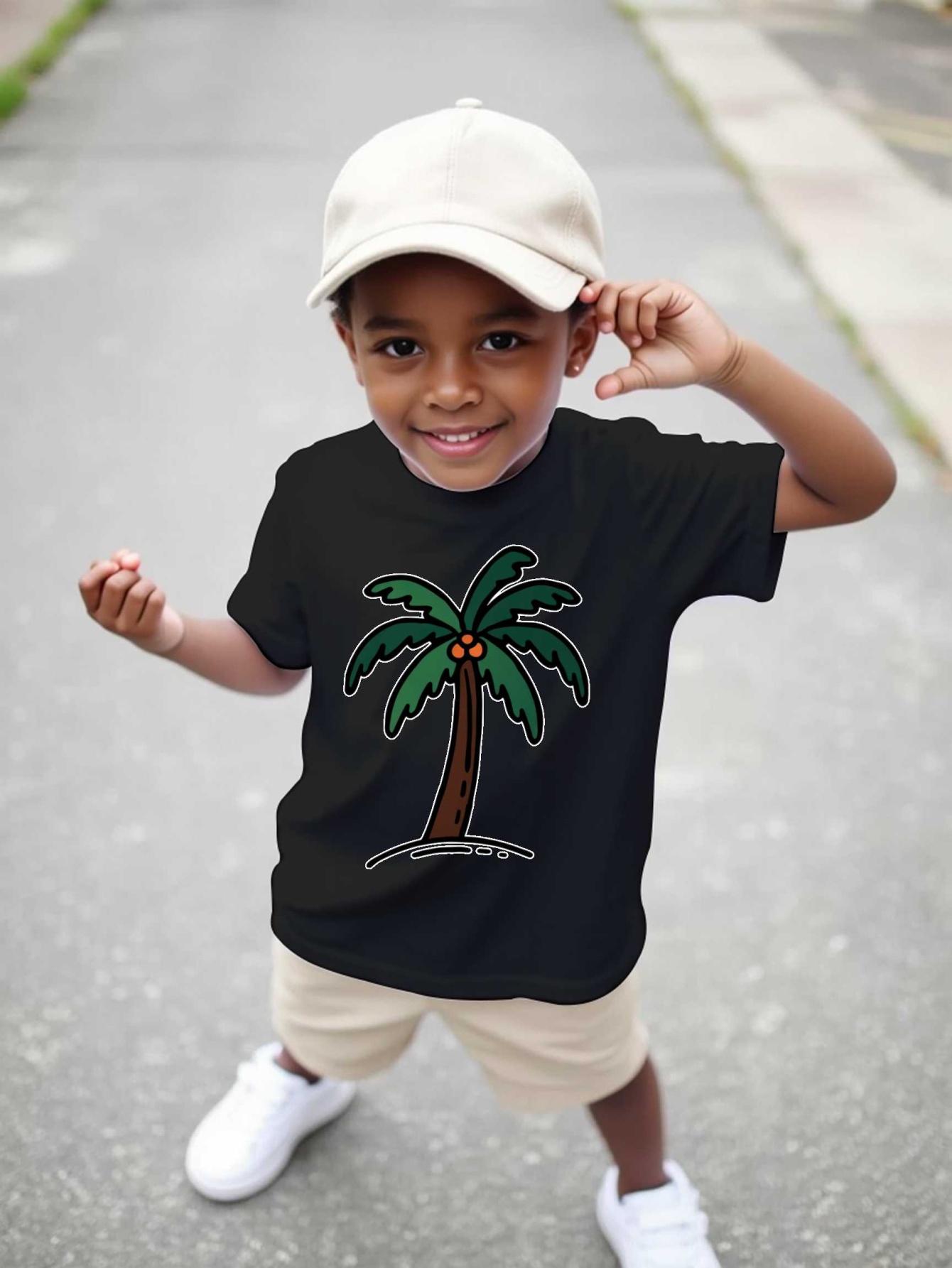 Family Tree Print - Camiseta con estampado gráfico de palmera