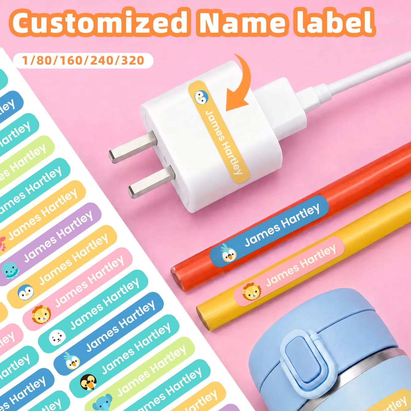 1-320 pegatinas personalizadas - Personalized Name Box reseña y precio